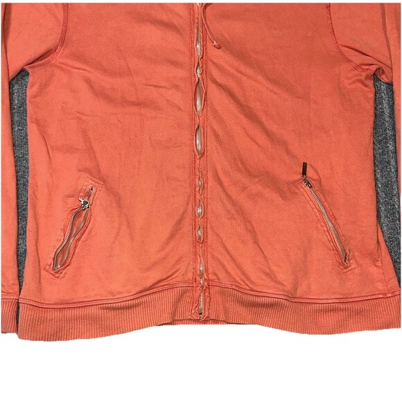 Hard Tail Forever Small Orange Long Sleeve Full Zip Hoodie Distressed‎ Faded - Picture 6 of 7